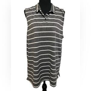 Nike Dri-FIT Grey and White Sleeveless Collared Athletic Shirt XXL